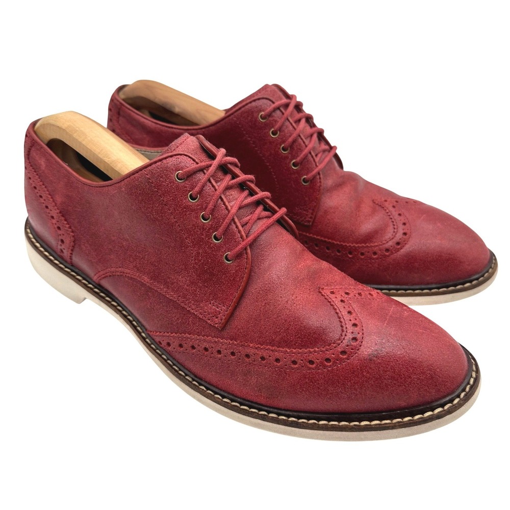 Cole Haan Mens Air Franklin Sunset Red Leather Wingtip Oxford Dress Shoes 11 M